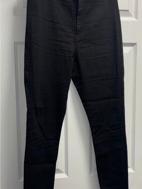 Guess Black Slim High-Waist Pants with Red Logo Tag